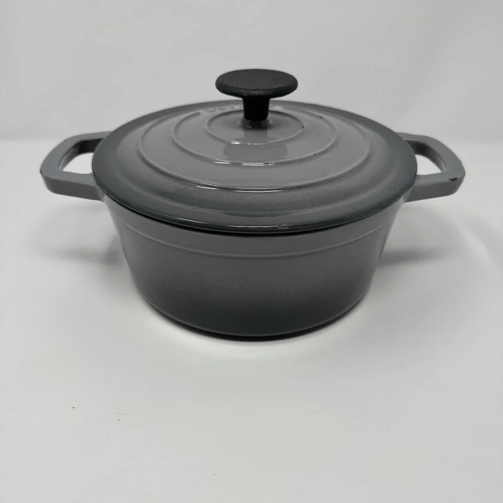 Smith Clark Ironworks 3 Quart/2.8 L Cast Iron Dutch Oven‎ Gray Enameled Pot